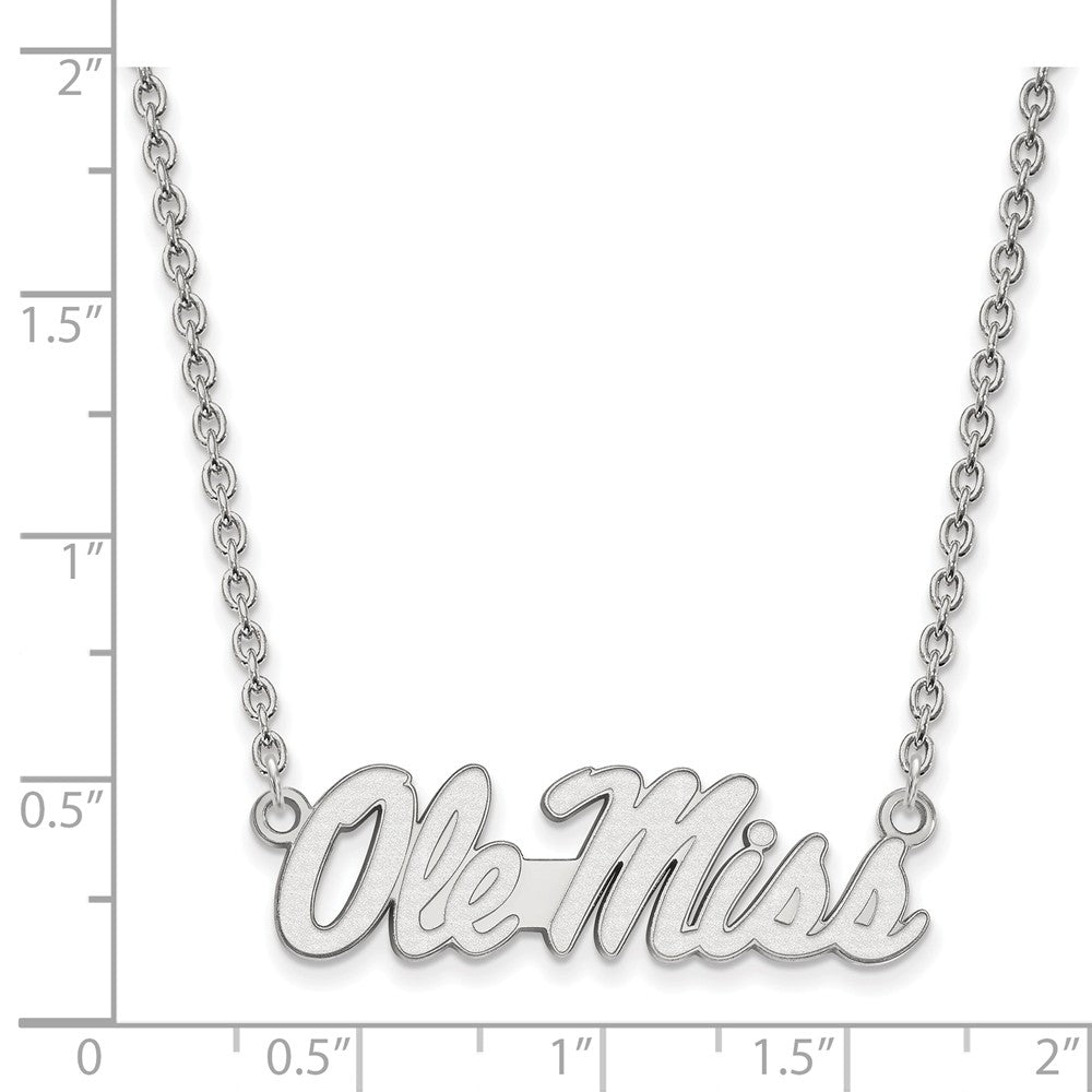 Alternate view of the 10k White Gold U of Mississippi Lg Ole Miss Pendant Necklace by The Black Bow Jewelry Co.