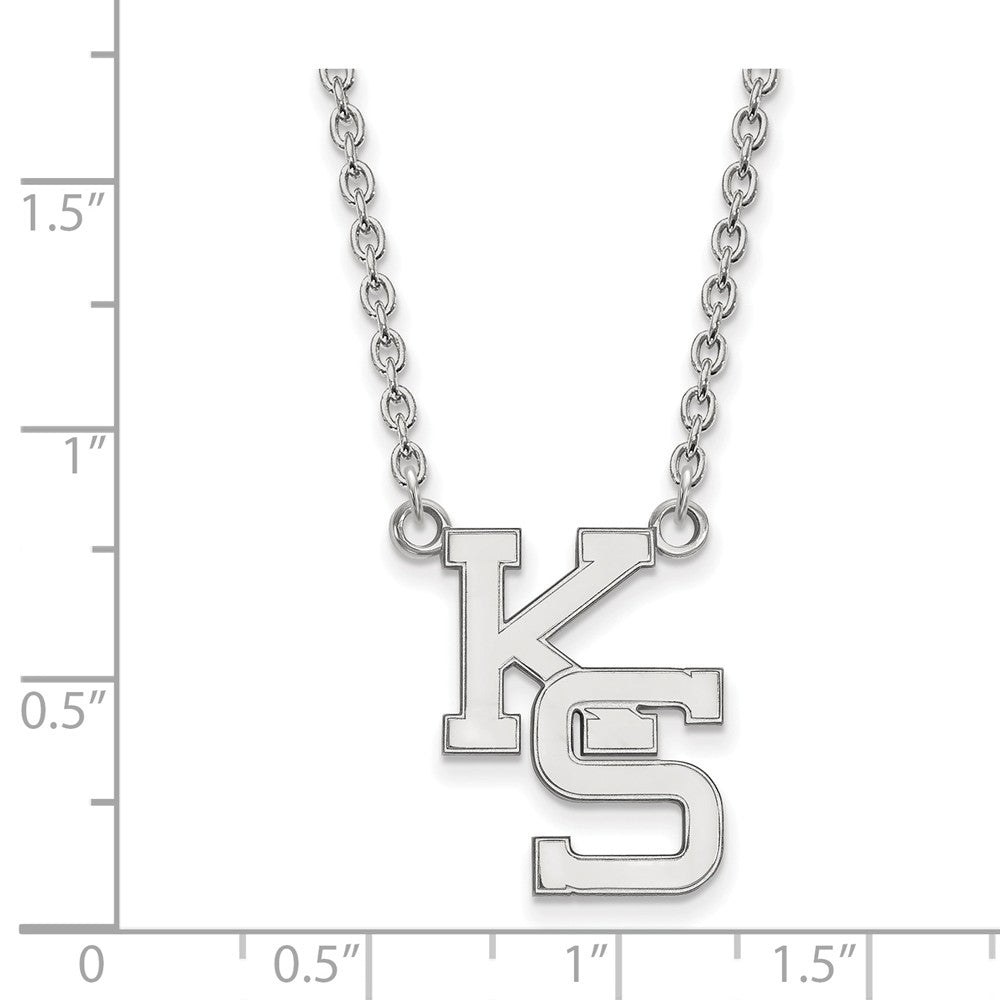 Alternate view of the 10k White Gold Kansas State Large Pendant Necklace by The Black Bow Jewelry Co.
