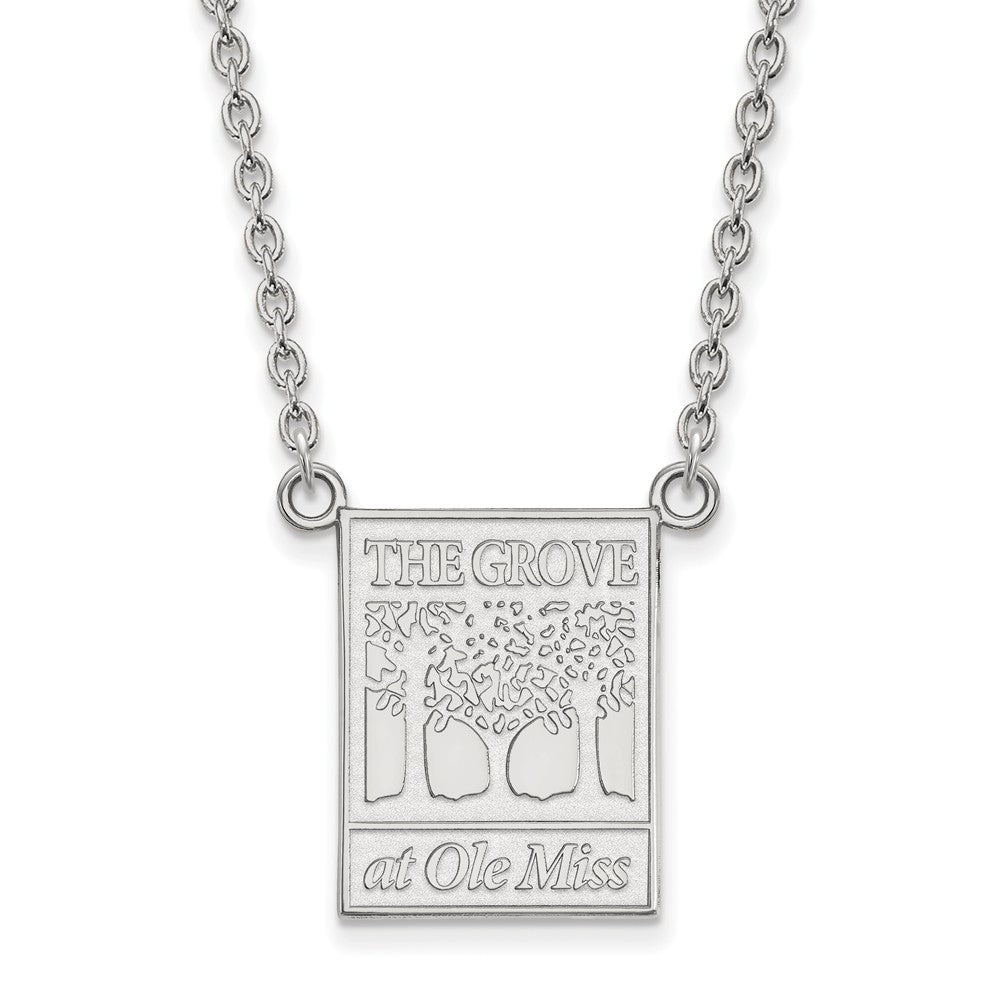 10k White Gold U of Mississippi Large Pendant Necklace, Item N11807 by The Black Bow Jewelry Co.