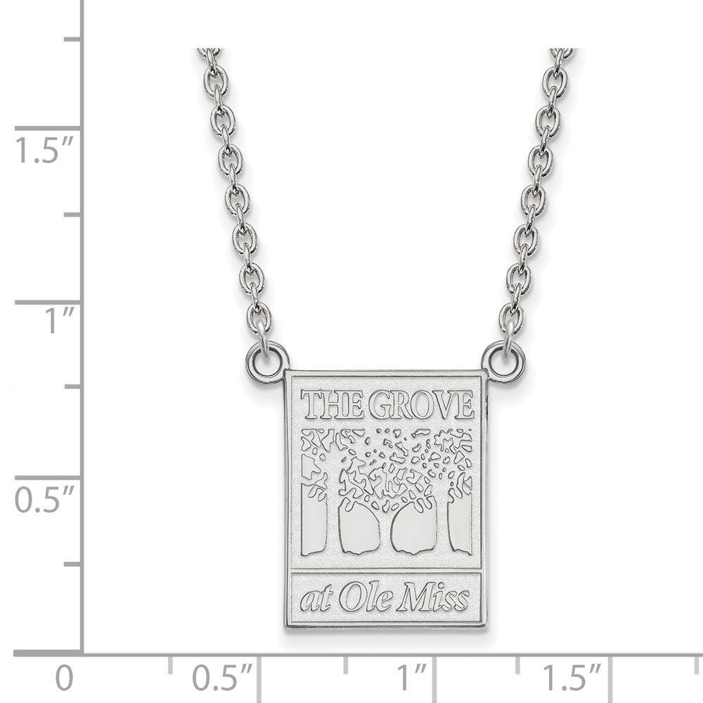 Alternate view of the 10k White Gold U of Mississippi Large Pendant Necklace by The Black Bow Jewelry Co.