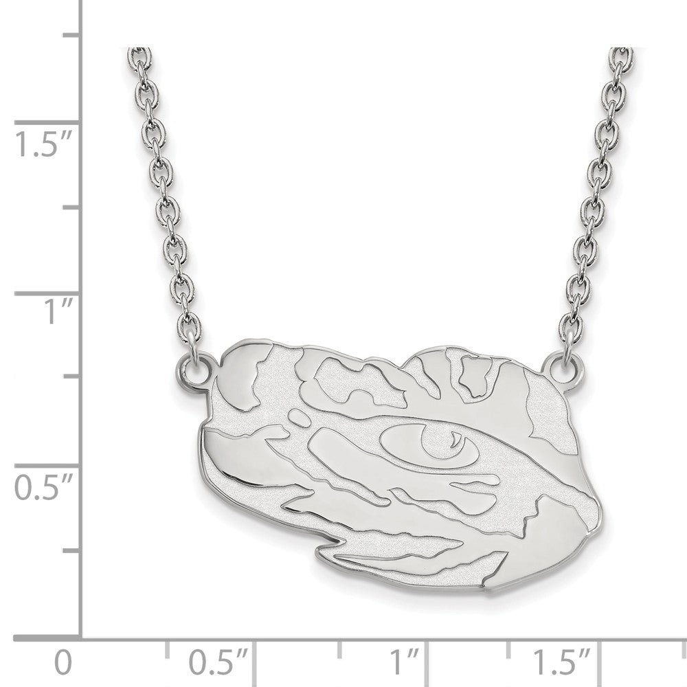 Alternate view of the 10k White Gold Louisiana State Large Pendant Necklace by The Black Bow Jewelry Co.