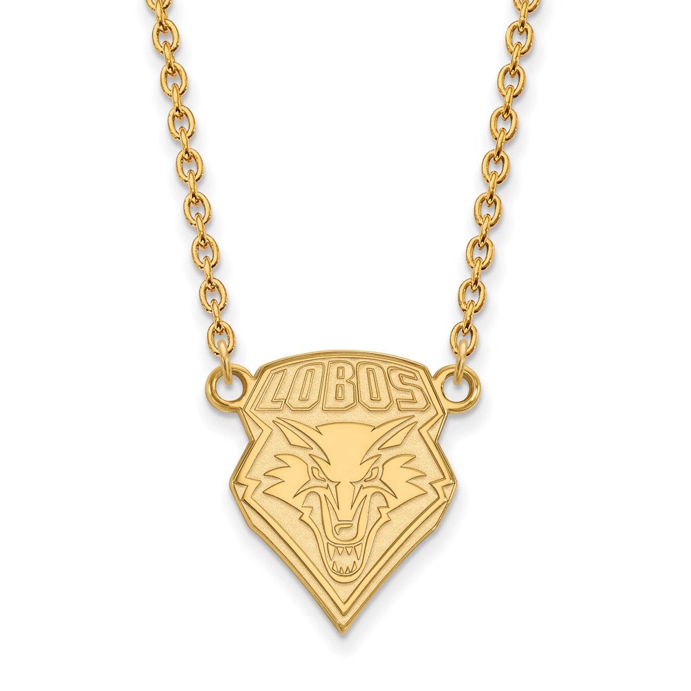 10k Yellow Gold U of New Mexico Large Lobos Pendant Necklace, Item N11832 by The Black Bow Jewelry Co.