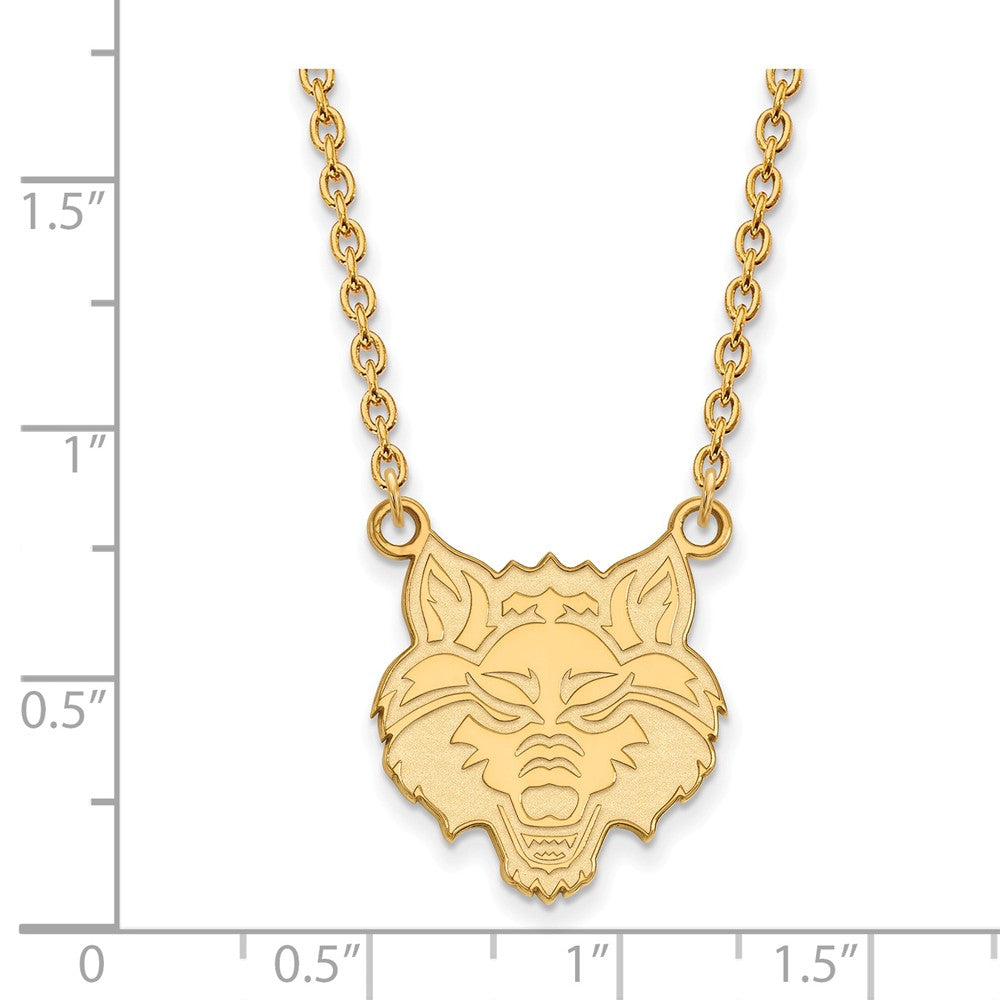 Alternate view of the 10k Yellow Gold Arkansas State Large Pendant Necklace by The Black Bow Jewelry Co.