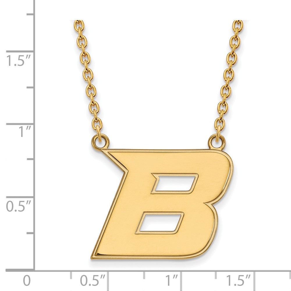 Alternate view of the 10k Yellow Gold Boise State Large Initial B Pendant Necklace, 18 Inch by The Black Bow Jewelry Co.