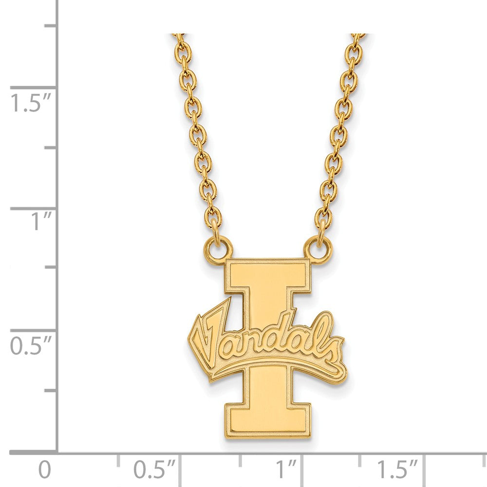 Alternate view of the 10k Yellow Gold U of Idaho Large Pendant Necklace by The Black Bow Jewelry Co.