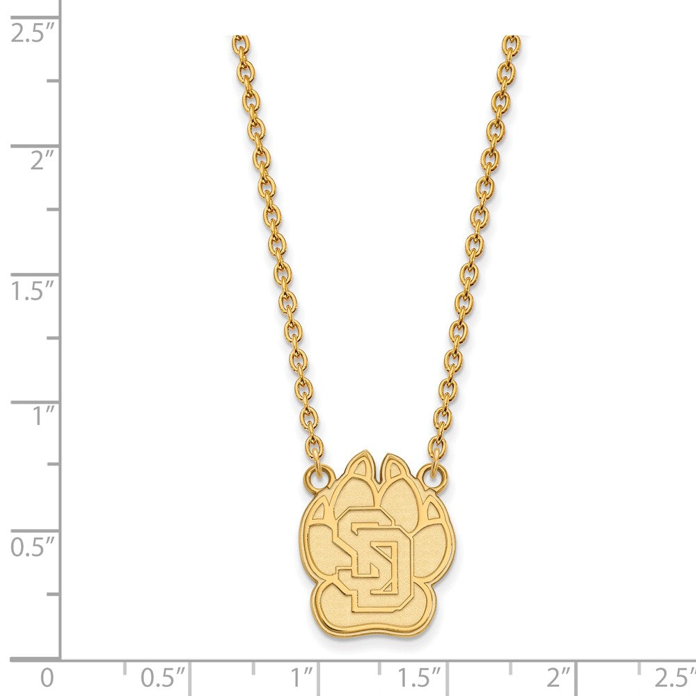 Alternate view of the 10k Yellow Gold South Dakota Large Coyote Paw Pendant Necklace by The Black Bow Jewelry Co.