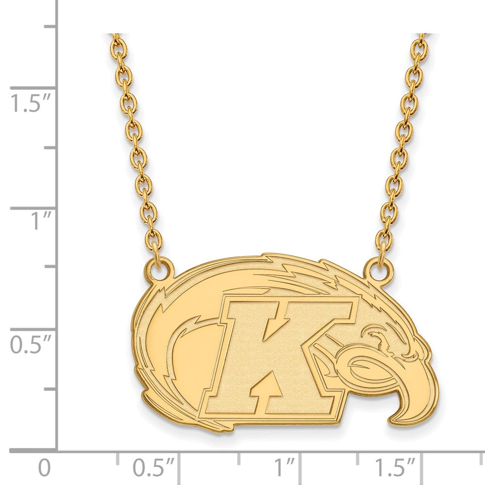 Alternate view of the 10k Yellow Gold Kent State Large Pendant Necklace by The Black Bow Jewelry Co.