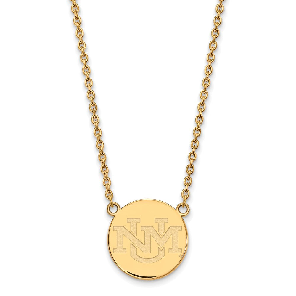 10k Yellow Gold U of New Mexico Large Pendant Necklace, Item N11859 by The Black Bow Jewelry Co.