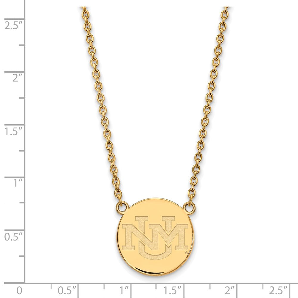 Alternate view of the 10k Yellow Gold U of New Mexico Large Pendant Necklace by The Black Bow Jewelry Co.