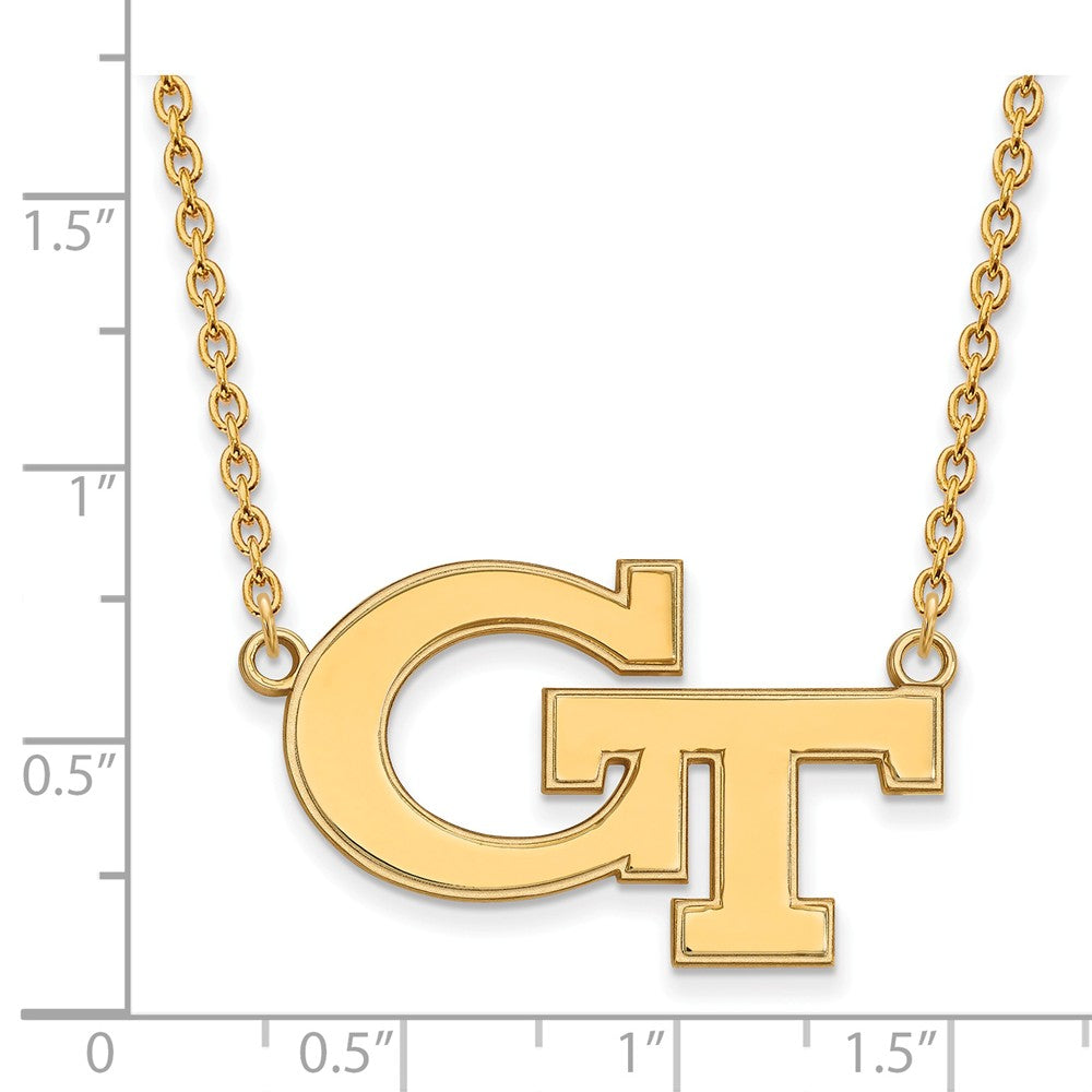 Alternate view of the 10k Yellow Gold Georgia Technology Large &#39;GT&#39; Pendant Necklace by The Black Bow Jewelry Co.