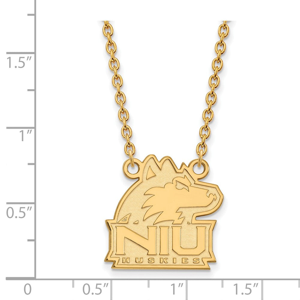 Alternate view of the 10k Yellow Gold Northern Illinois U Large Pendant Necklace by The Black Bow Jewelry Co.