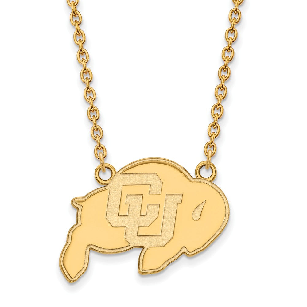 10k Yellow Gold U of Colorado Large Buffalo Pendant Necklace, Item N11908 by The Black Bow Jewelry Co.