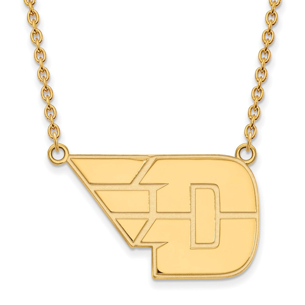 10k Yellow Gold U of Dayton Large Pendant Necklace, Item N11909 by The Black Bow Jewelry Co.