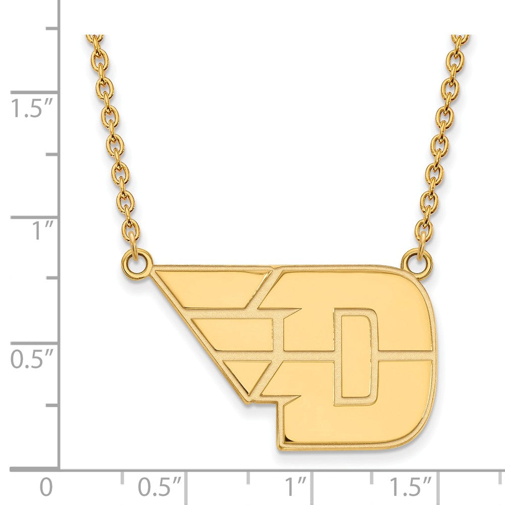 Alternate view of the 10k Yellow Gold U of Dayton Large Pendant Necklace by The Black Bow Jewelry Co.