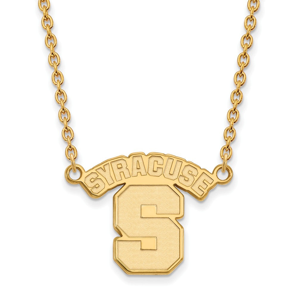 10k Yellow Gold Syracuse U Large &#39;S&#39; Name Pendant Necklace, Item N11923 by The Black Bow Jewelry Co.