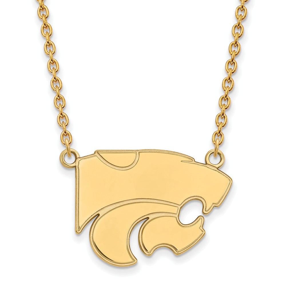 10k Yellow Gold Kansas State Large Wildcat Pendant Necklace, Item N11930 by The Black Bow Jewelry Co.