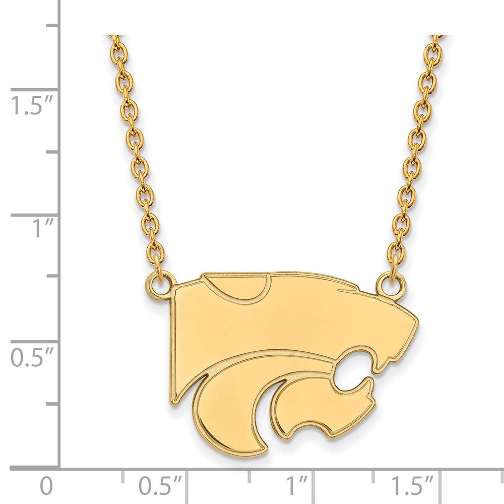 Alternate view of the 10k Yellow Gold Kansas State Large Wildcat Pendant Necklace by The Black Bow Jewelry Co.