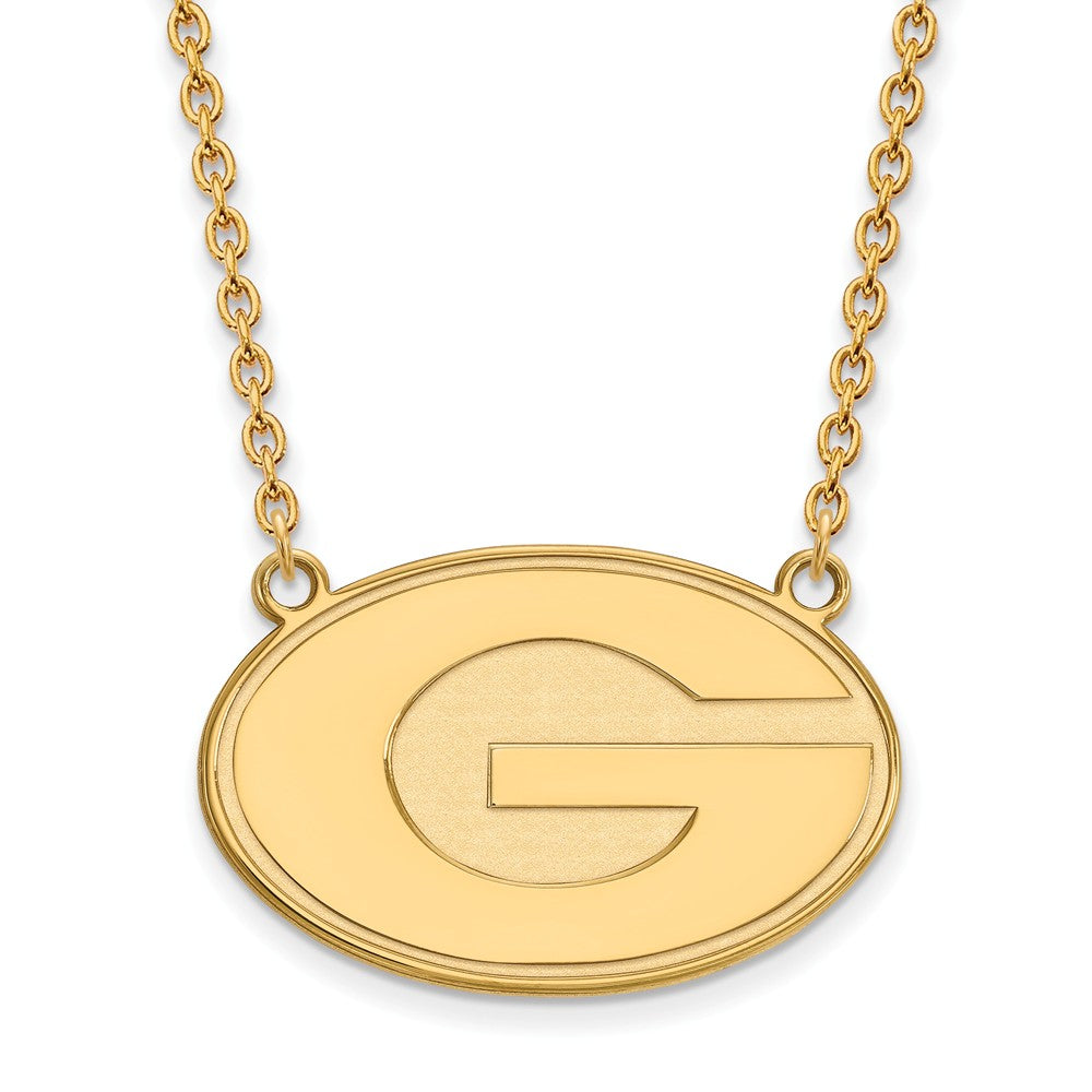 10k Yellow Gold U of Georgia Large Disc Pendant Necklace, Item N11938 by The Black Bow Jewelry Co.