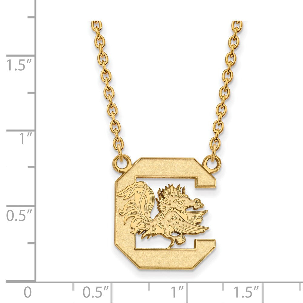 Alternate view of the 10k Yellow Gold South Carolina Large Gamecock Pendant Necklace by The Black Bow Jewelry Co.