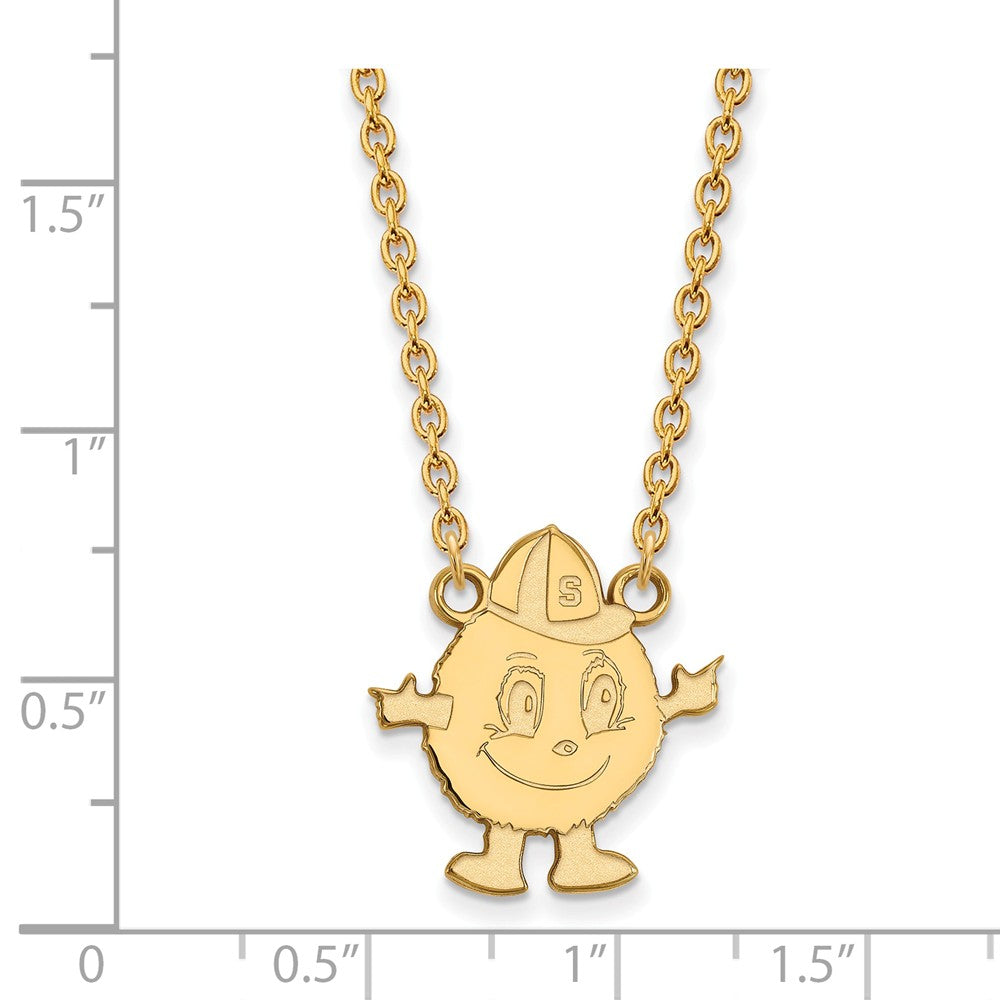Alternate view of the 10k Yellow Gold Syracuse U Large Pendant Necklace by The Black Bow Jewelry Co.