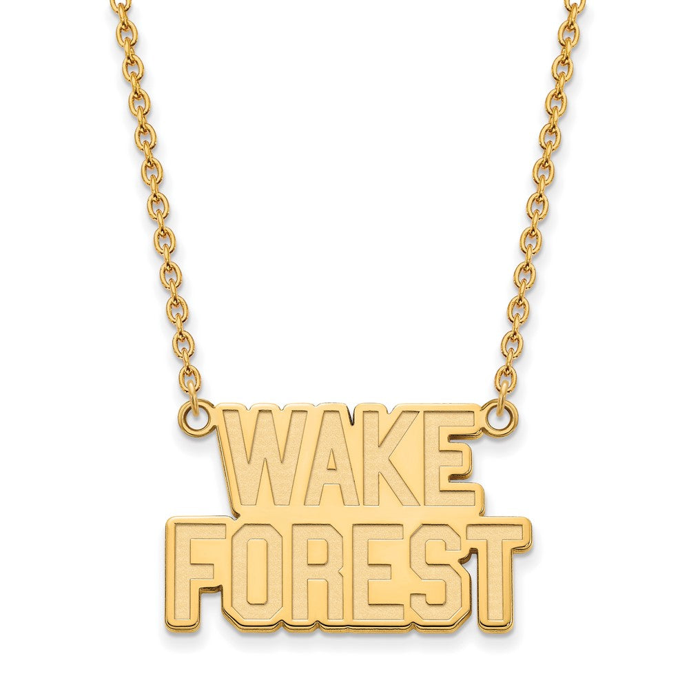 10k Yellow Gold Wake Forest U Large Pendant Necklace, Item N11963 by The Black Bow Jewelry Co.