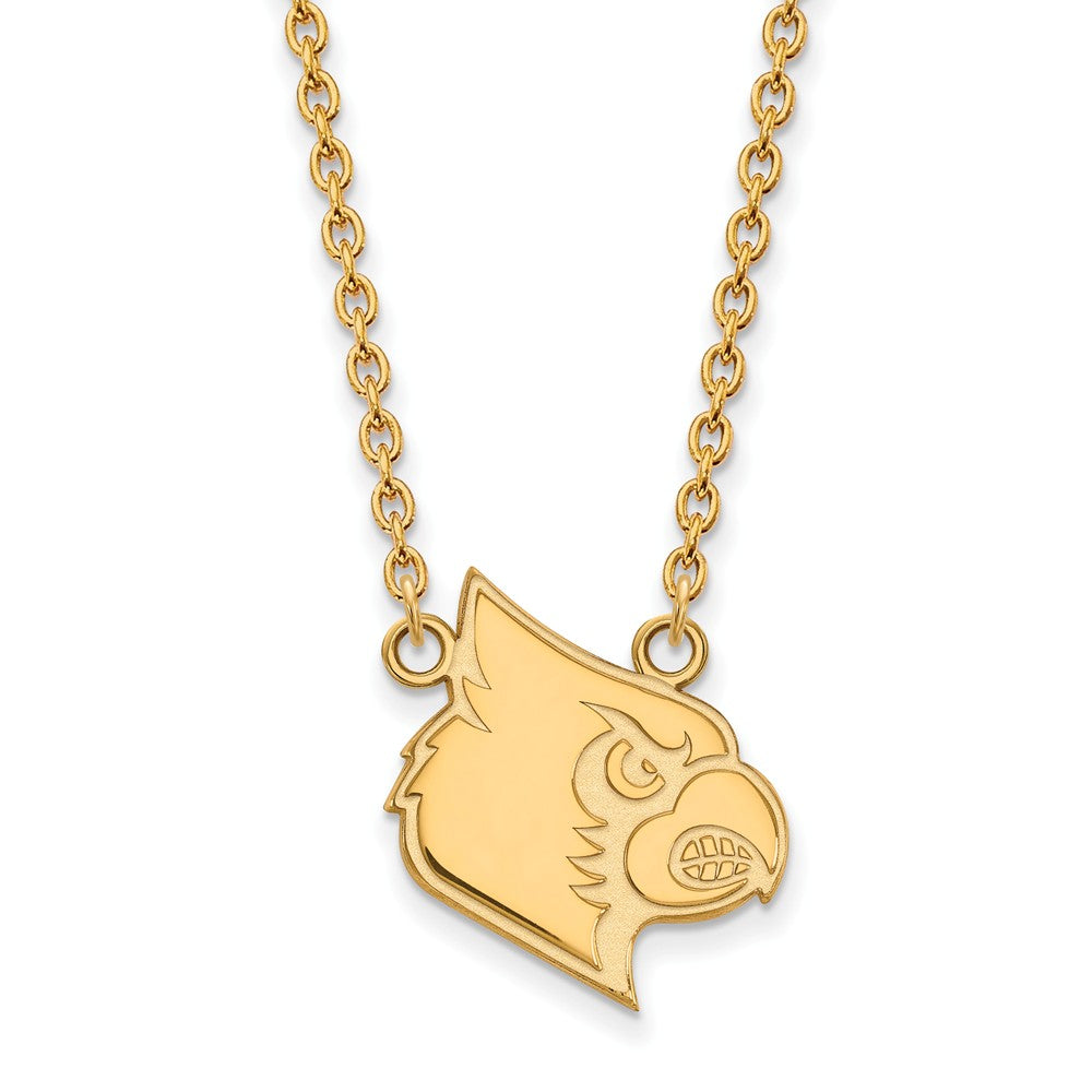 10k Yellow Gold U of Louisville Large Pendant Necklace, Item N11968 by The Black Bow Jewelry Co.