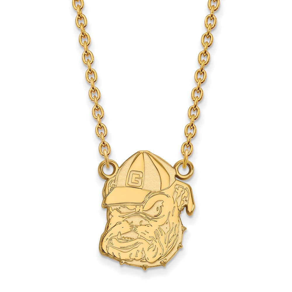 10k Yellow Gold U of Georgia Large Bulldog Pendant Necklace, Item N11976 by The Black Bow Jewelry Co.