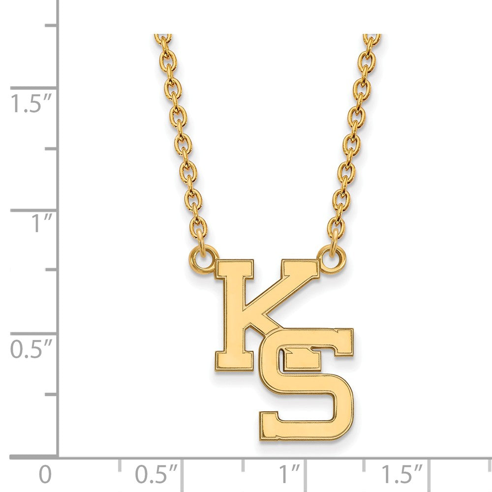 Alternate view of the 10k Yellow Gold Kansas State Large Pendant Necklace by The Black Bow Jewelry Co.