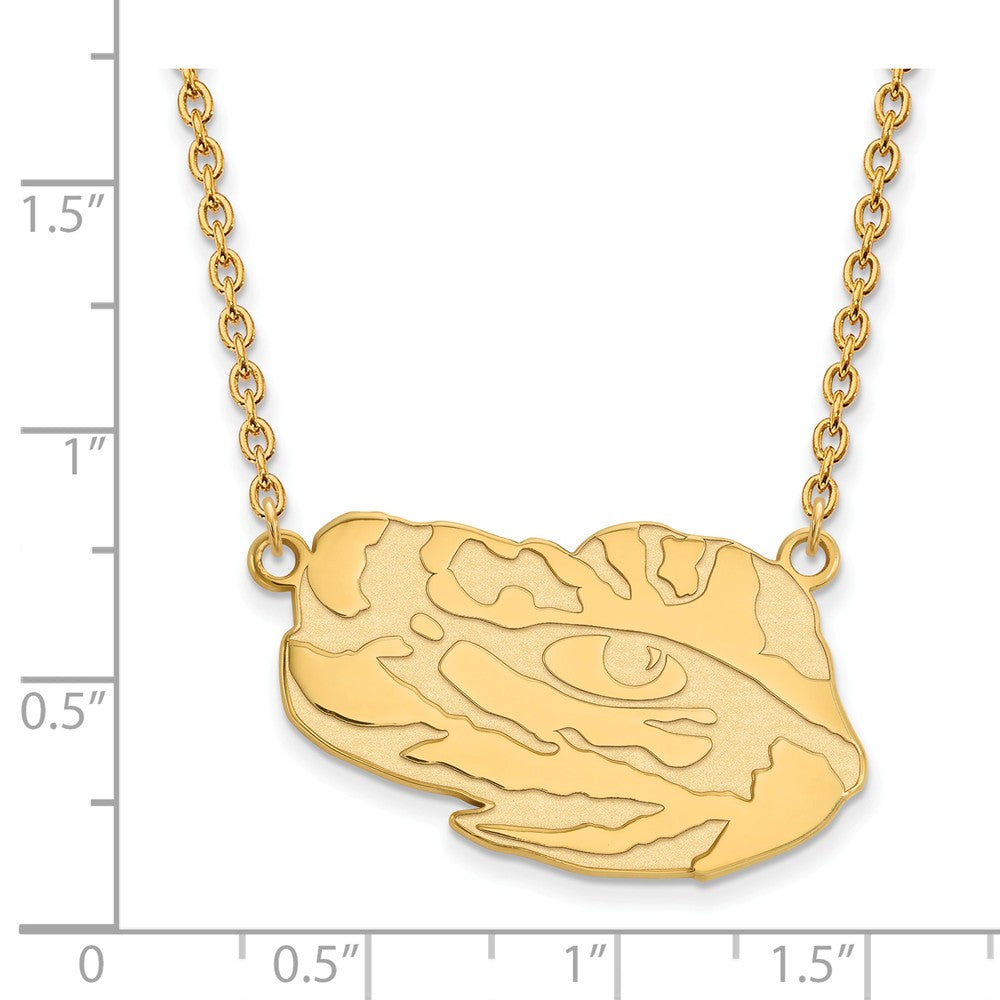 Alternate view of the 10k Yellow Gold Louisiana State Large Pendant Necklace by The Black Bow Jewelry Co.