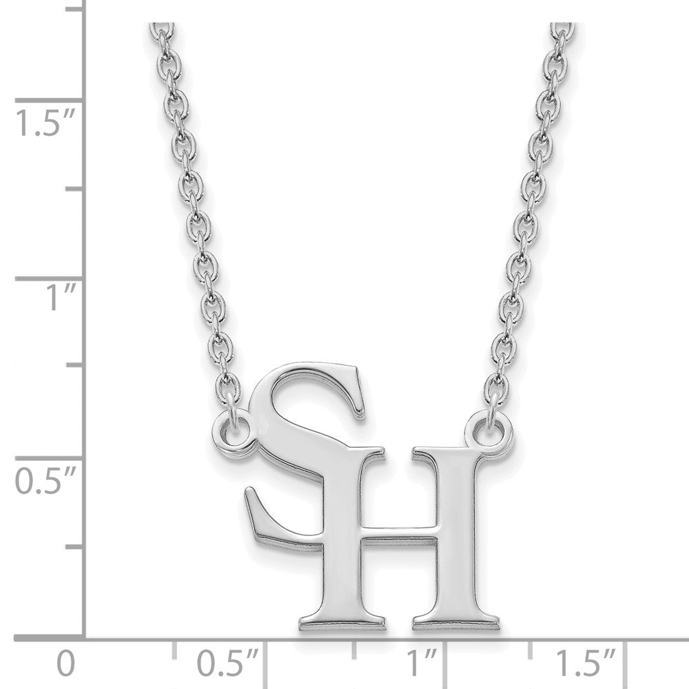 Alternate view of the 14k White Gold Sam Houston State Large Pendant Necklace by The Black Bow Jewelry Co.