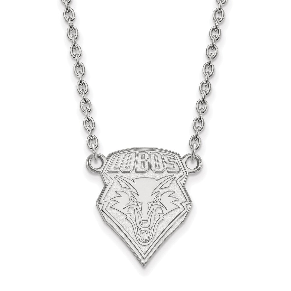 14k White Gold U of New Mexico Large Lobos Pendant Necklace, Item N12020 by The Black Bow Jewelry Co.