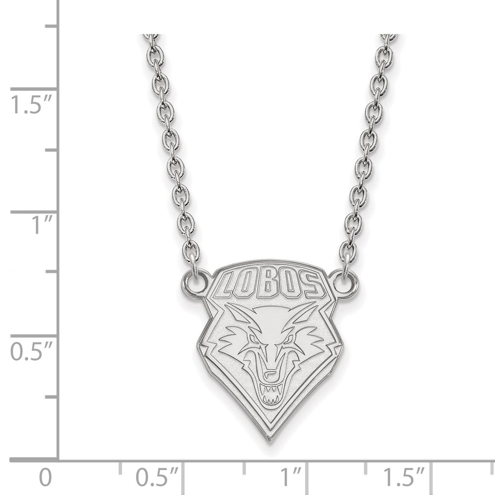 Alternate view of the 14k White Gold U of New Mexico Large Lobos Pendant Necklace by The Black Bow Jewelry Co.