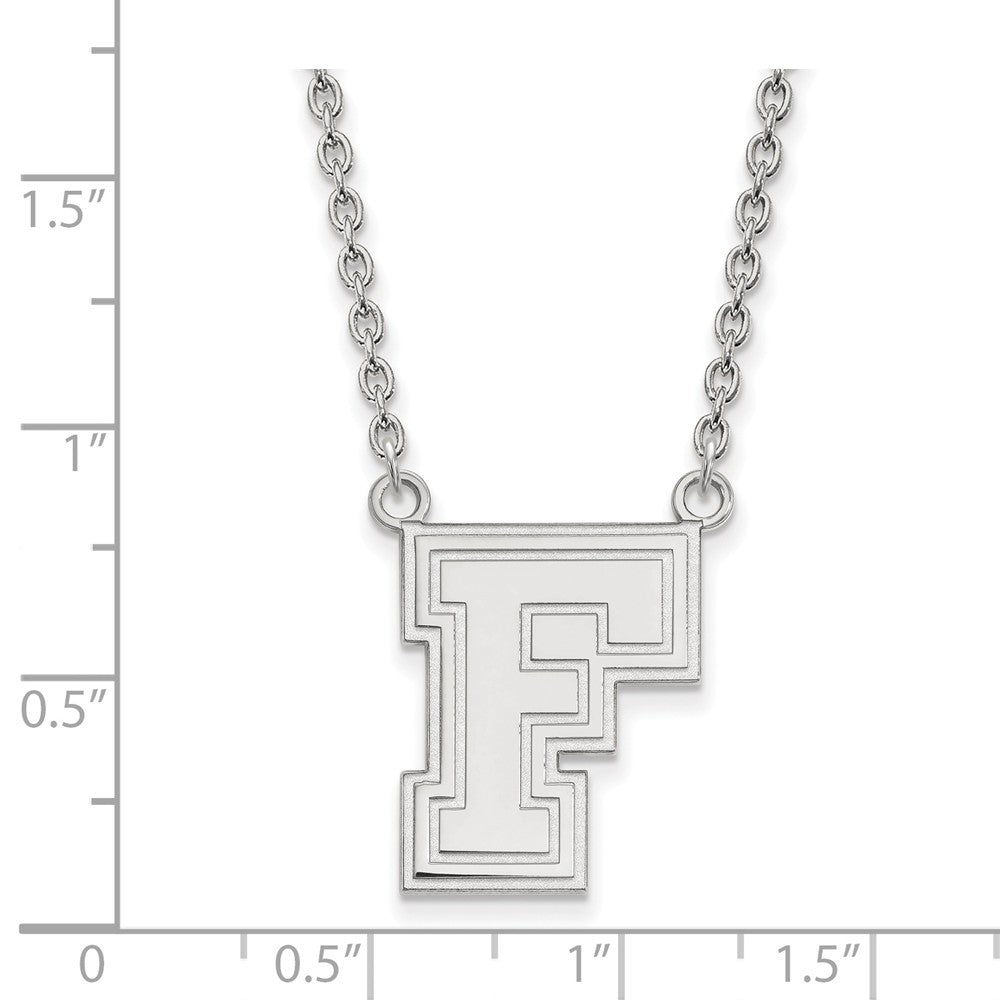 Alternate view of the 14k White Gold Fordham U Large Pendant Necklace by The Black Bow Jewelry Co.