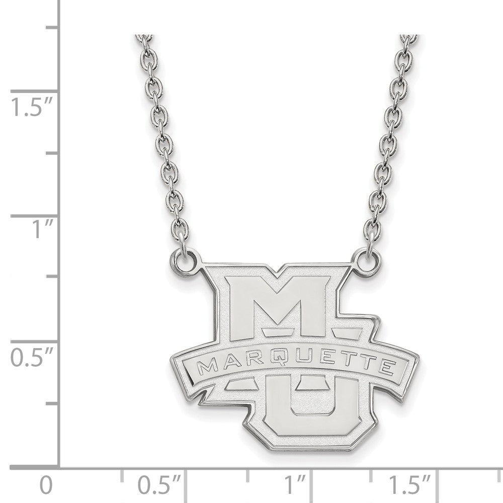 Alternate view of the 14k White Gold Marquette U Large Pendant Necklace by The Black Bow Jewelry Co.