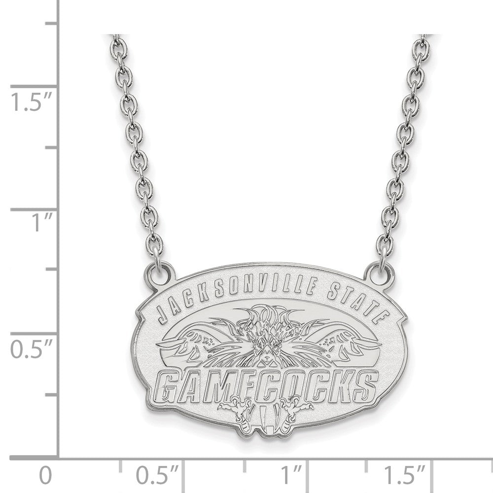 Alternate view of the 14k White Gold Jacksonville State Large Pendant Necklace by The Black Bow Jewelry Co.