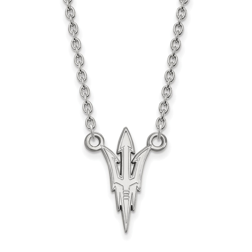 14k White Gold Arizona State Large Trident Pendant Necklace, Item N12078 by The Black Bow Jewelry Co.