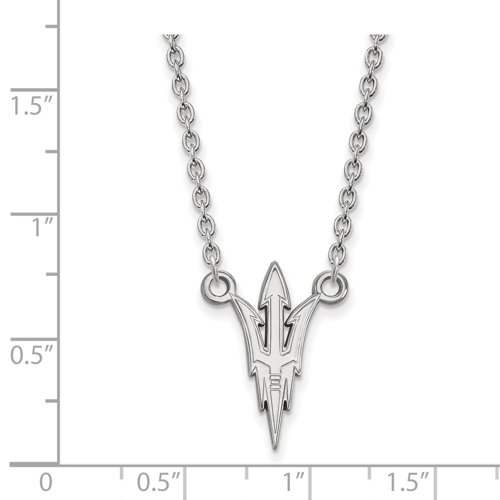 Alternate view of the 14k White Gold Arizona State Large Trident Pendant Necklace by The Black Bow Jewelry Co.