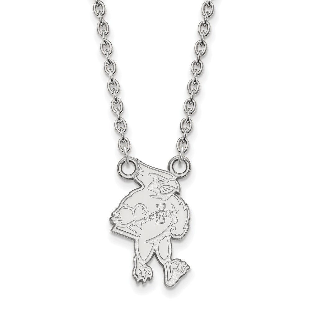 14k White Gold Iowa State Large Pendant Necklace, Item N12139 by The Black Bow Jewelry Co.