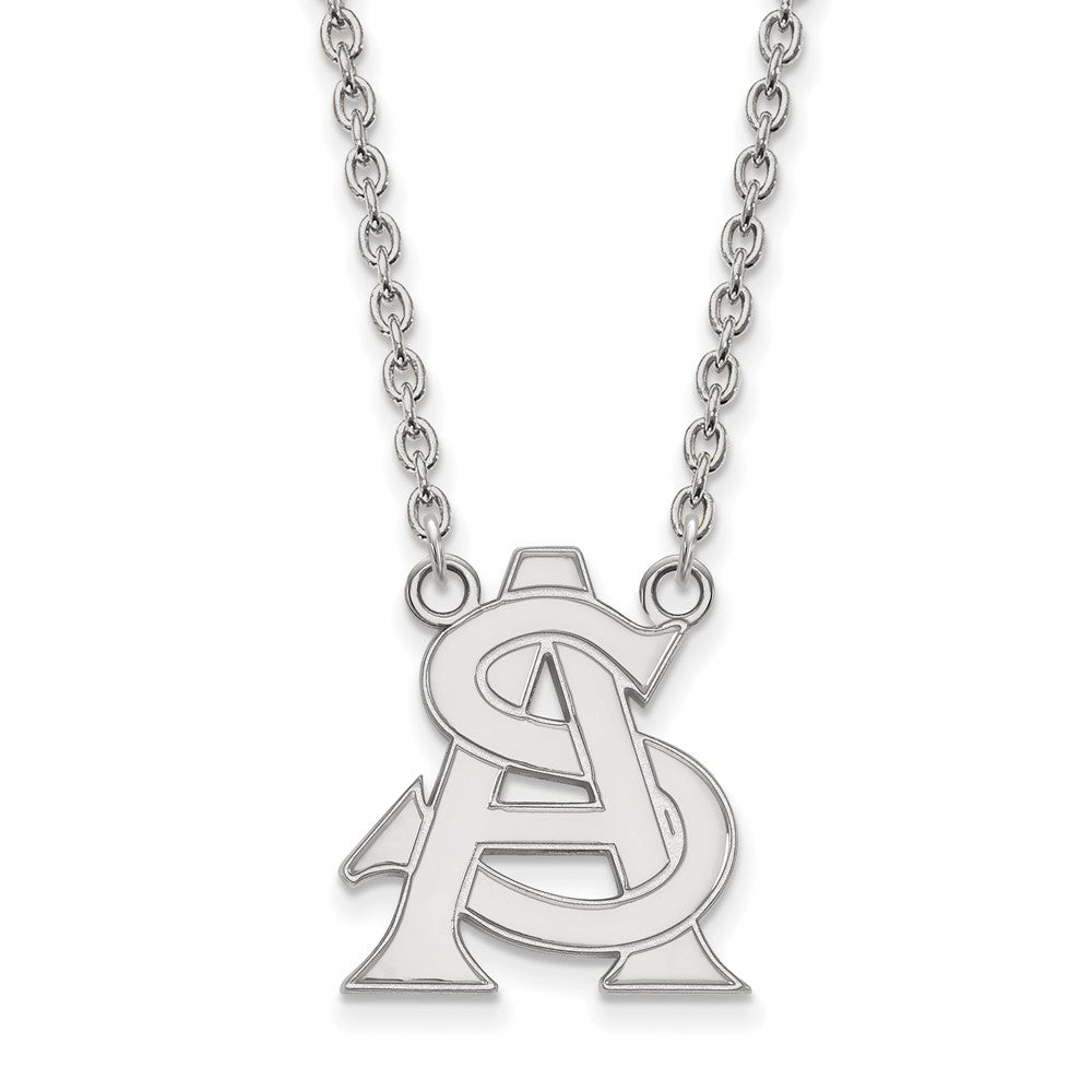 14k White Gold Arizona State Large Pendant Necklace, Item N12144 by The Black Bow Jewelry Co.