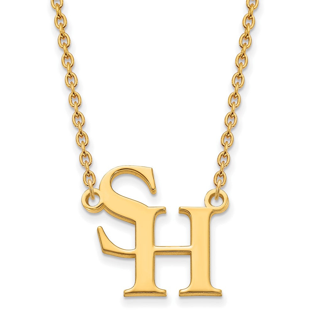 14k Yellow Gold Sam Houston State Large Pendant Necklace, Item N12197 by The Black Bow Jewelry Co.
