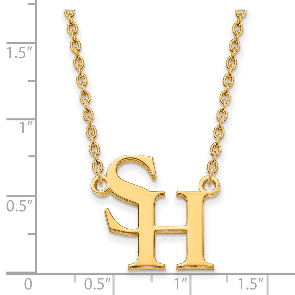 Alternate view of the 14k Yellow Gold Sam Houston State Large Pendant Necklace by The Black Bow Jewelry Co.