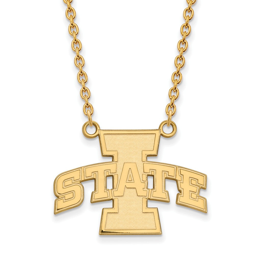 14k Yellow Gold Iowa State Large Pendant Necklace, Item N12202 by The Black Bow Jewelry Co.