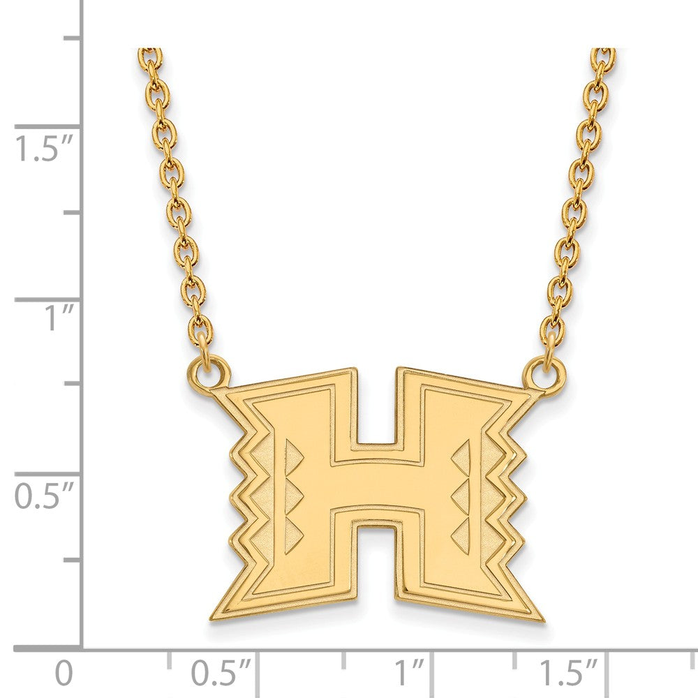 Alternate view of the 14k Yellow Gold The U of Hawai&#39;i Large Pendant Necklace by The Black Bow Jewelry Co.
