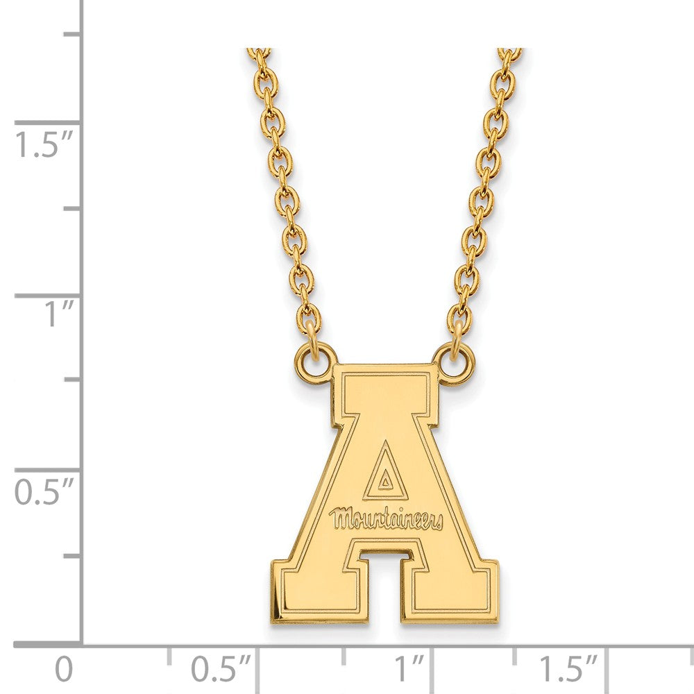 Alternate view of the 14k Yellow Gold Appalachian State Large Pendant Necklace by The Black Bow Jewelry Co.