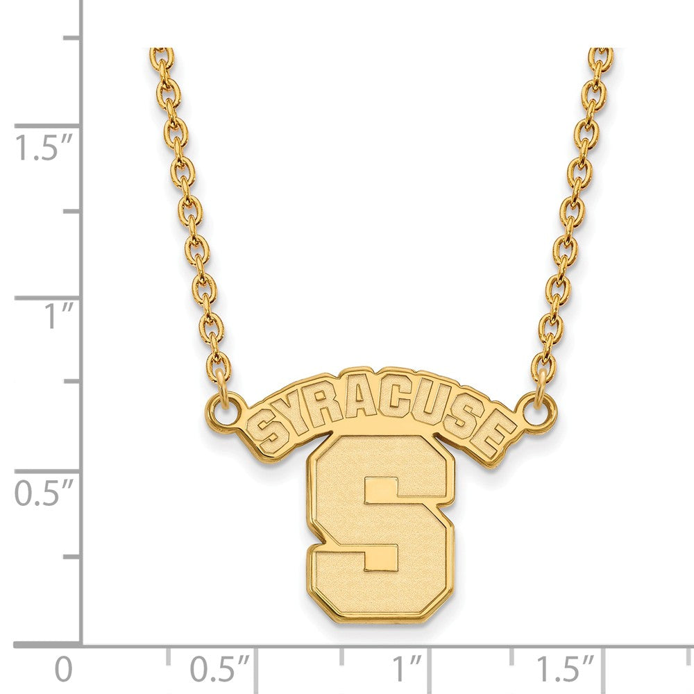 Alternate view of the 14k Yellow Gold Syracuse U Large Pendant Necklace by The Black Bow Jewelry Co.