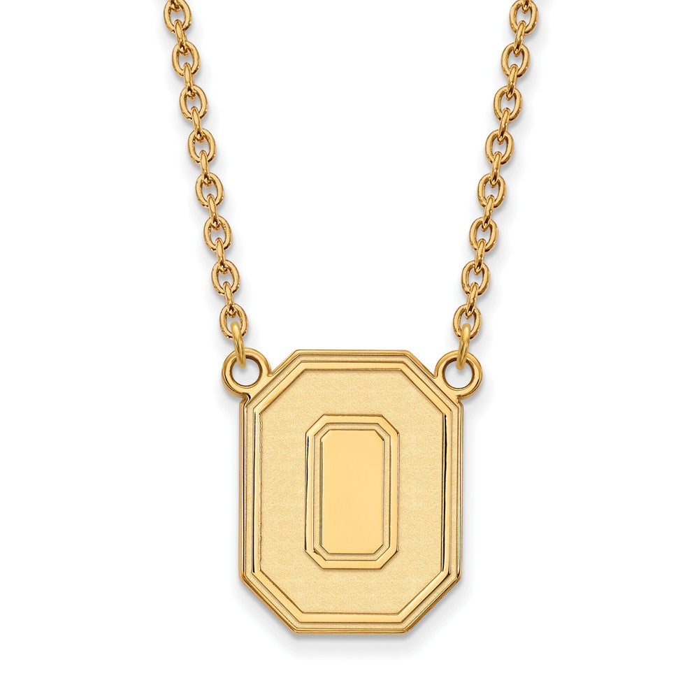14k Yellow Gold Ohio State Lg Logo Pendant Necklace, Item N12346 by The Black Bow Jewelry Co.