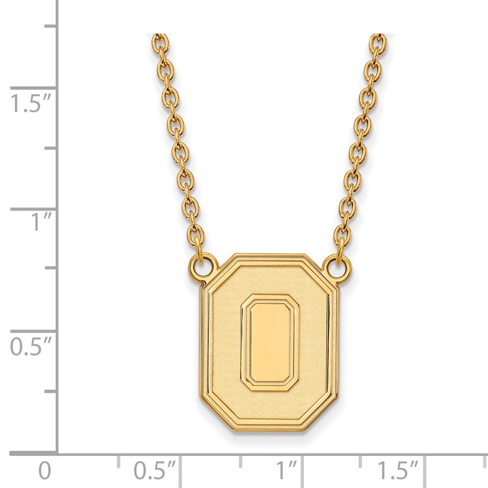 Alternate view of the 14k Yellow Gold Ohio State Lg Logo Pendant Necklace by The Black Bow Jewelry Co.