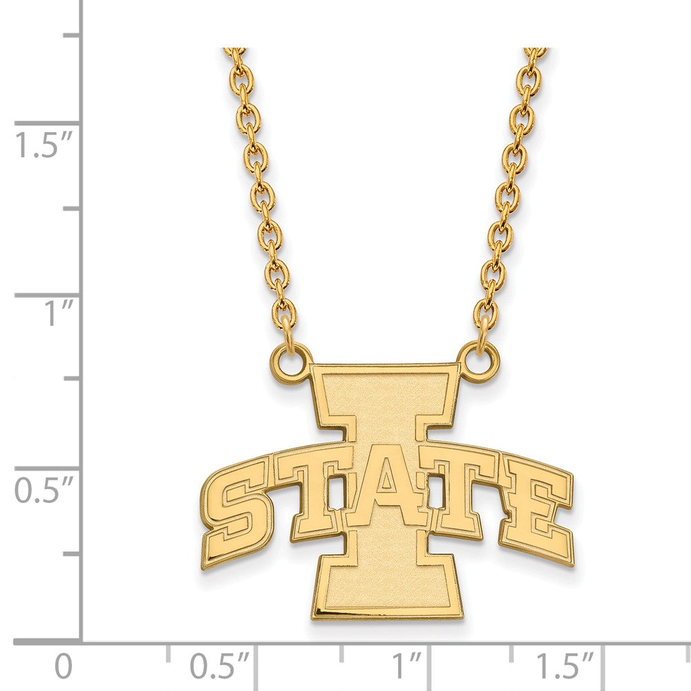 Alternate view of the 14k Gold Plated Silver Iowa State Lg &#39;I&#39; State Pendant Necklace by The Black Bow Jewelry Co.