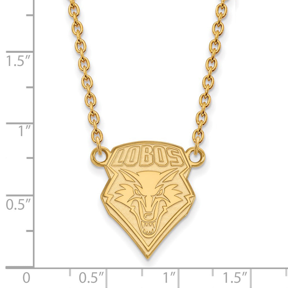 Alternate view of the 14k Gold Plated Silver U of New Mexico Lg Lobos Pendant Necklace by The Black Bow Jewelry Co.