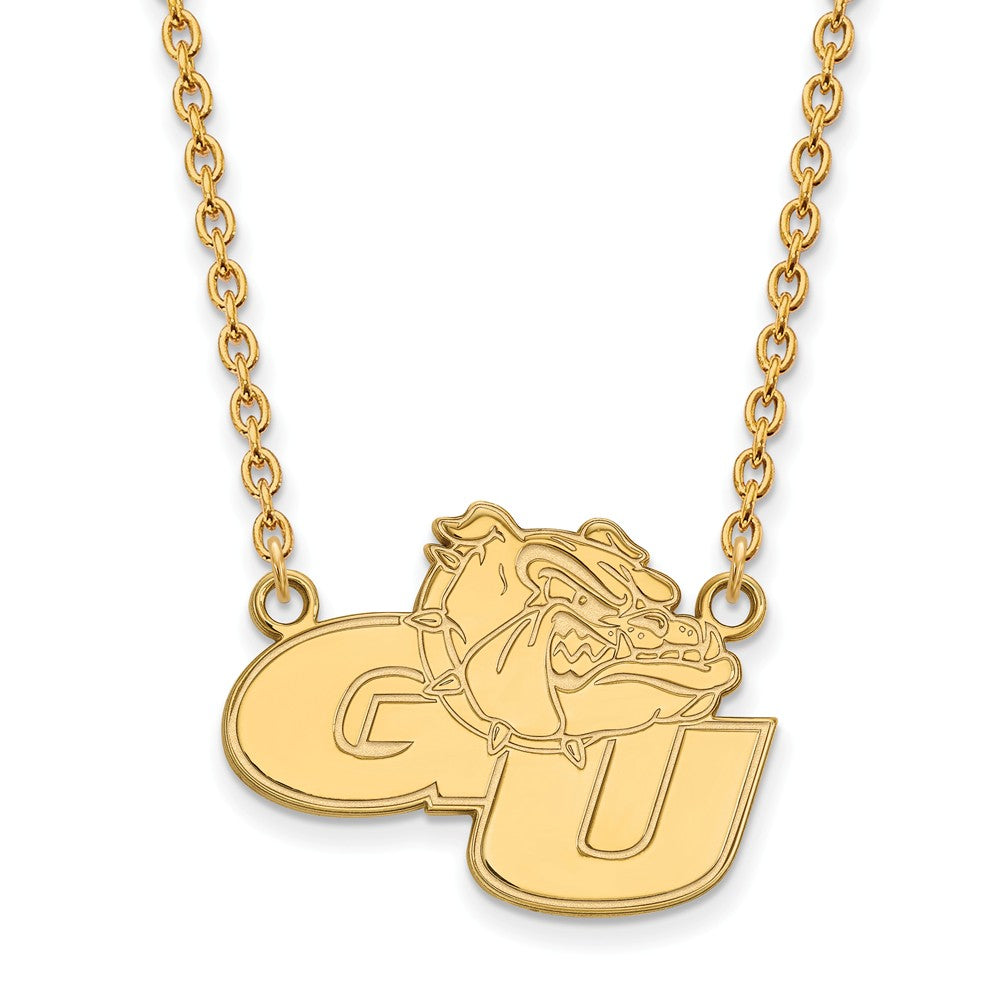 14k Gold Plated Silver Gonzaga U Large Pendant Necklace, Item N12412 by The Black Bow Jewelry Co.